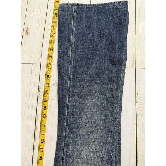 VTG 575 Los Angeles Jeans Womens 26 Distressed Low Rise Penny Buttons Boot Flare - Picture 6 of 9